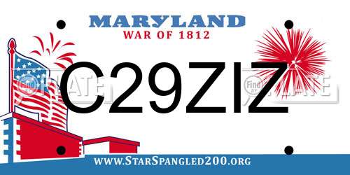 C29ZIZ Maryland License Plate