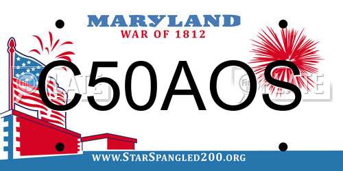 C50AOS Maryland License Plate