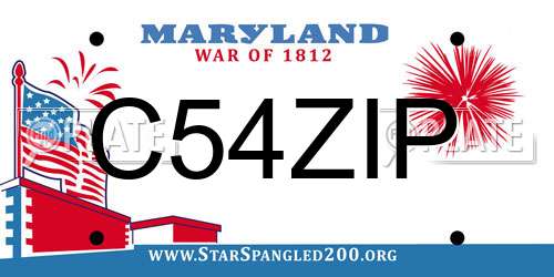 C54ZIP Maryland License Plate
