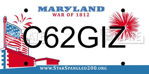C62GIZ Maryland License Plate