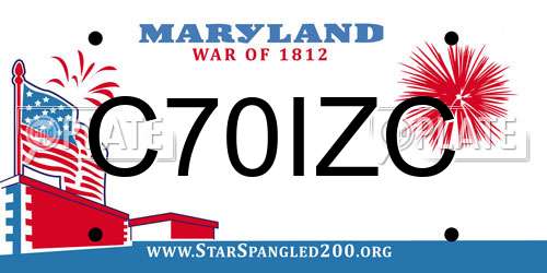 C70IZC Maryland License Plate