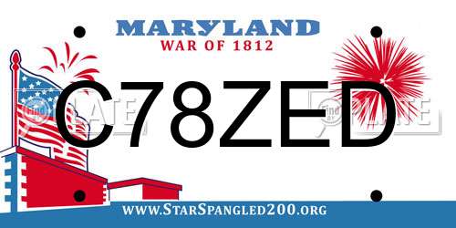C78ZED Maryland License Plate