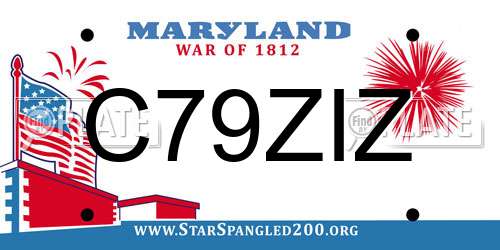 C79ZIZ Maryland License Plate