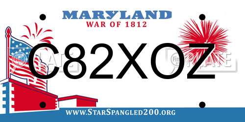C82XOZ Maryland License Plate
