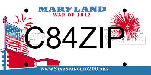 C84ZIP Maryland License Plate
