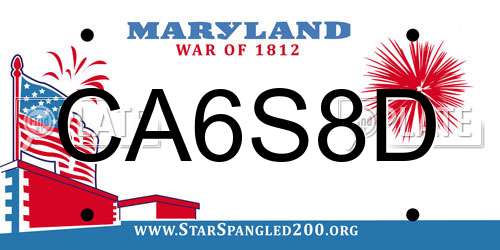 CA6S8D Maryland License Plate