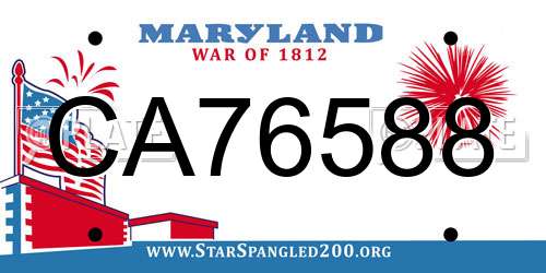 CA76588 Maryland License Plate