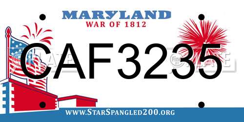 CAF3235 Maryland License Plate