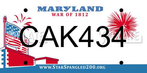 CAK434 Maryland License Plate