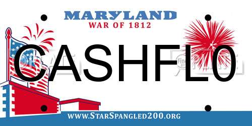 CASHFL0 Maryland License Plate
