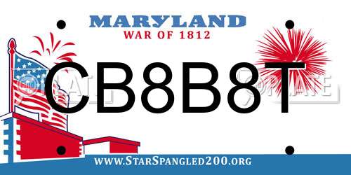 CB8B8T Maryland License Plate