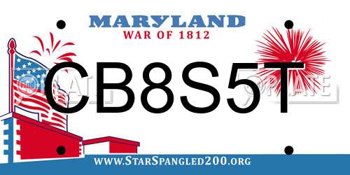 CB8S5T Maryland License Plate