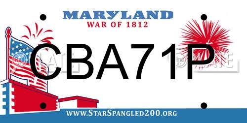 CBA71P Maryland License Plate
