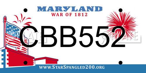 CBB552 Maryland License Plate