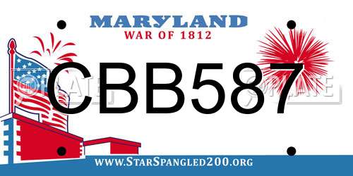 CBB587 Maryland License Plate