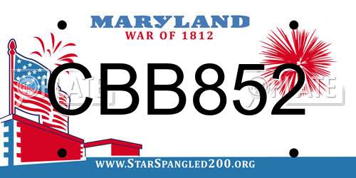 CBB852 Maryland License Plate