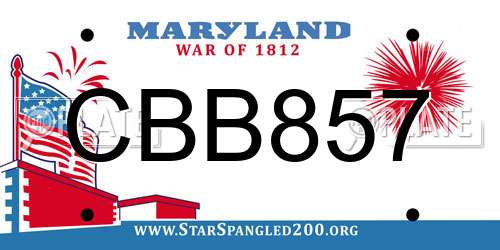 CBB857 Maryland License Plate