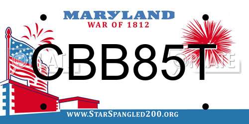 CBB85T Maryland License Plate