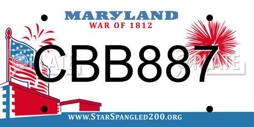 CBB887 Maryland License Plate