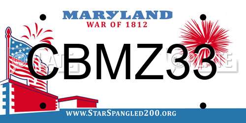 CBMZ33 Maryland License Plate