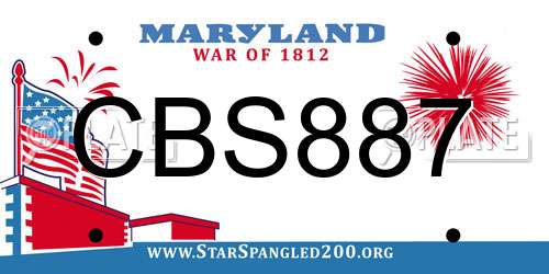 CBS887 Maryland License Plate