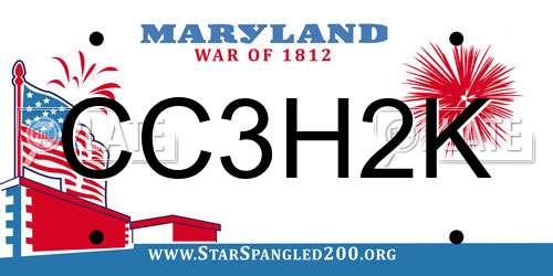 CC3H2K Maryland License Plate