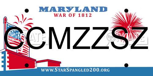 CCMZZSZ Maryland License Plate
