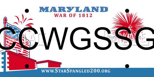 CCWGSSG Maryland License Plate