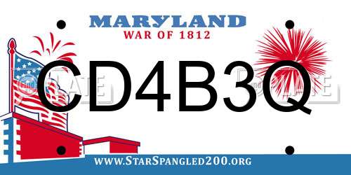 CD4B3Q Maryland License Plate