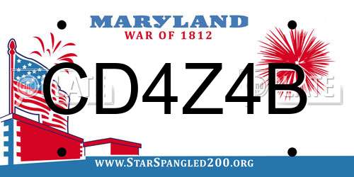 CD4Z4B Maryland License Plate