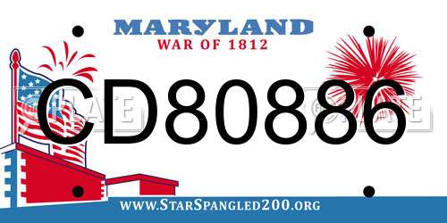 CD80886 Maryland License Plate
