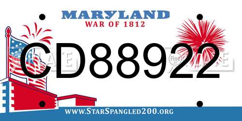 CD88922 Maryland License Plate