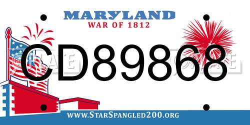 CD89868 Maryland License Plate