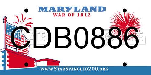 CDB0886 Maryland License Plate
