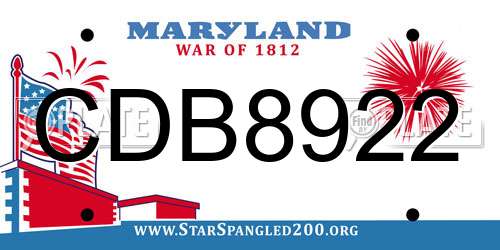 CDB8922 Maryland License Plate