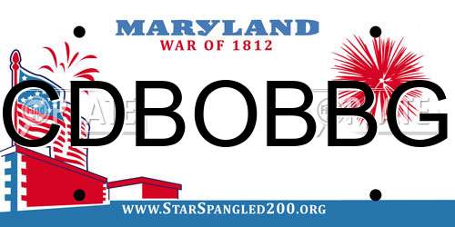 CDBOBBG Maryland License Plate