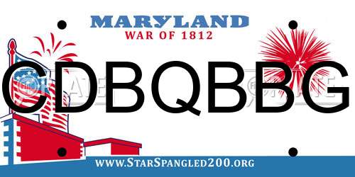 CDBQBBG Maryland License Plate