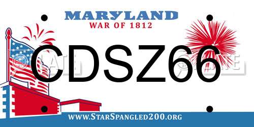 CDSZ66 Maryland License Plate