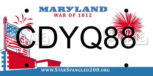 CDYQ88 Maryland License Plate