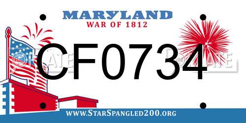 CF0734 Maryland License Plate