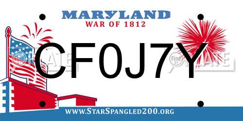 CF0J7Y Maryland License Plate