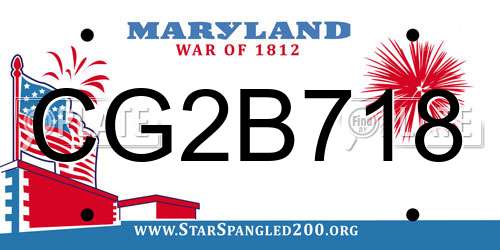 CG2B718 Maryland License Plate