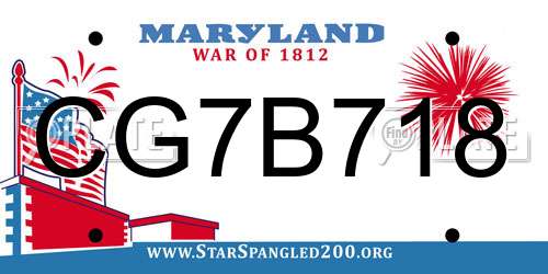 CG7B718 Maryland License Plate