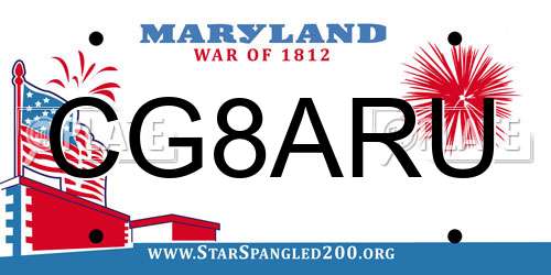 CG8ARU Maryland License Plate