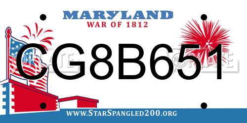 CG8B651 Maryland License Plate