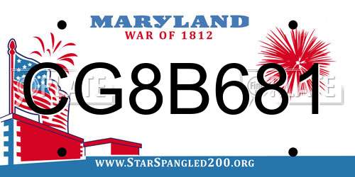 CG8B681 Maryland License Plate