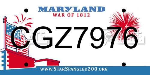 CGZ7976 Maryland License Plate