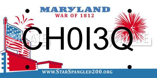 CH0I3Q Maryland License Plate