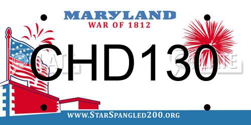 CHD130 Maryland License Plate