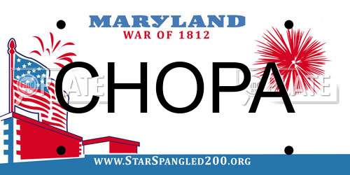 CHOPA Maryland License Plate
